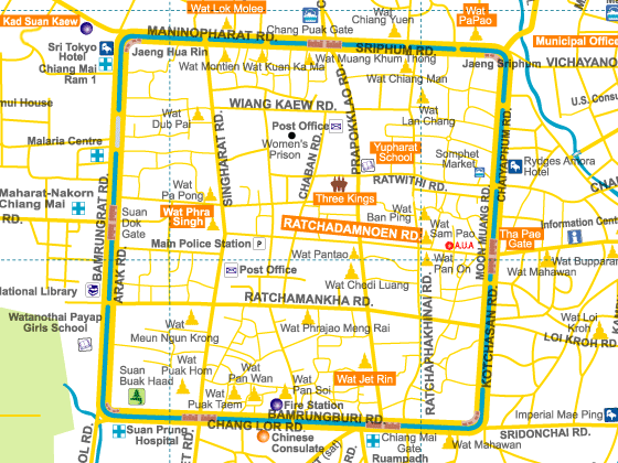 Chiang Mai Old City map, Thailand