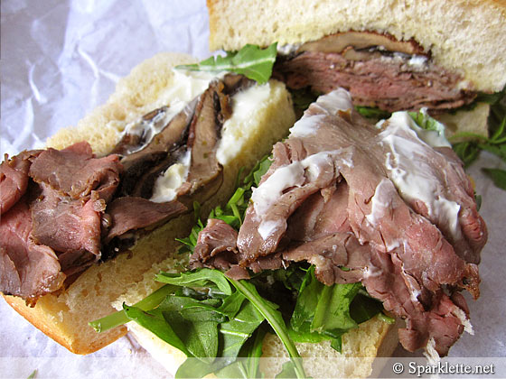 Roast beef sandwich with Portobello mushrooms from Oriole Cafe at Republic Plaza, Singapore