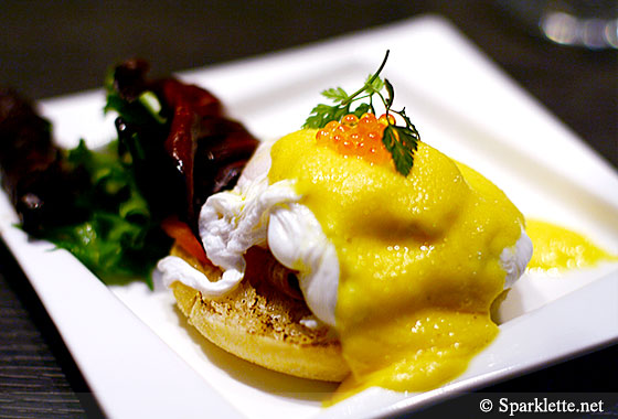 Traditional eggs Benedict with smoked salmon
