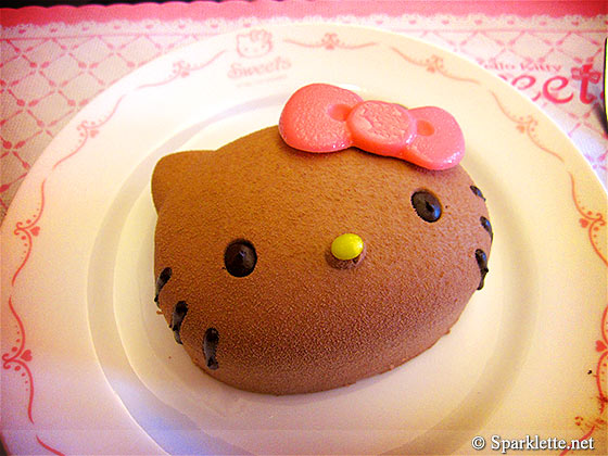 Chocolate mousse cake at Hello Kitty Sweets Cafe in Taipei, Taiwan