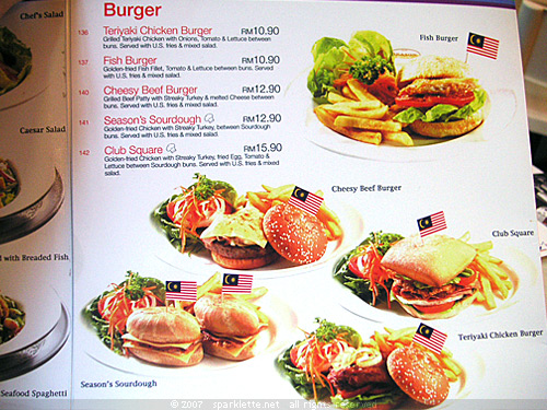 Season's burger menu