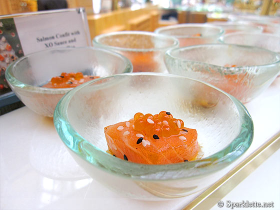 Salmon confit with XO sauce and salmon roe